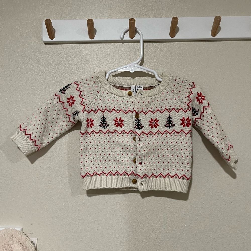 Janie and Jack Festive Cream and Red Sweater